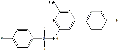 N1-[2-amino-6-(4-fluorophenyl)pyrimidin-4-yl]-4-fluorobenzene-1-sulfonamide 结构式