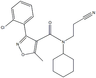 N4-(2-cyanoethyl)-N4-cyclohexyl-3-(2-chlorophenyl)-5-methyl-4-isoxazolecarboxamide 结构式