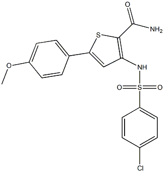 3-{[(4-chlorophenyl)sulfonyl]amino}-5-(4-methoxyphenyl)thiophene-2-carboxamide 结构式