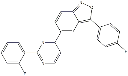 3-(4-fluorophenyl)-5-[2-(2-fluorophenyl)-4-pyrimidinyl]-2,1-benzisoxazole 结构式