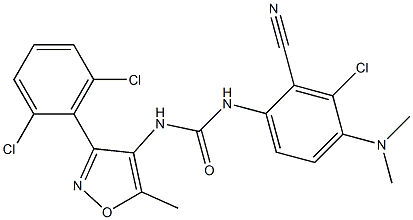 N-[3-chloro-2-cyano-4-(dimethylamino)phenyl]-N'-[3-(2,6-dichlorophenyl)-5-methylisoxazol-4-yl]urea 结构式