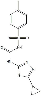 2-cyclopropyl-5-[({[(4-methylphenyl)sulfonyl]amino}carbonyl)amino]-1,3,4-thiadiazole 结构式