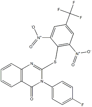 2-{[2,6-dinitro-4-(trifluoromethyl)phenyl]thio}-3-(4-fluorophenyl)-3,4-dihydroquinazolin-4-one 结构式