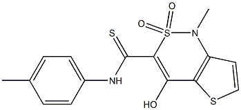 4-hydroxy-1-methyl-N-(4-methylphenyl)-2,2-dioxo-1,2-dihydro-2lambda~6~-thieno[3,2-c][1,2]thiazine-3-carbothioamide 结构式