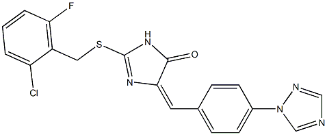 2-[(2-chloro-6-fluorobenzyl)sulfanyl]-5-{(E)-[4-(1H-1,2,4-triazol-1-yl)phenyl]methylidene}-3,5-dihydro-4H-imidazol-4-one 结构式