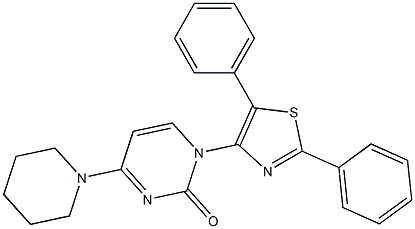 1-(2,5-diphenyl-1,3-thiazol-4-yl)-4-piperidino-1,2-dihydropyrimidin-2-one 结构式