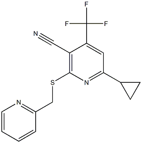 6-cyclopropyl-2-[(2-pyridinylmethyl)sulfanyl]-4-(trifluoromethyl)nicotinonitrile 结构式