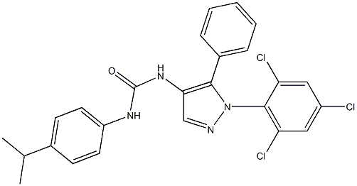 N-(4-isopropylphenyl)-N'-[5-phenyl-1-(2,4,6-trichlorophenyl)-1H-pyrazol-4-yl]urea 结构式