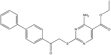 ethyl 4-amino-2-[(2-[1,1'-biphenyl]-4-yl-2-oxoethyl)thio]pyrimidine-5-carboxylate 结构式