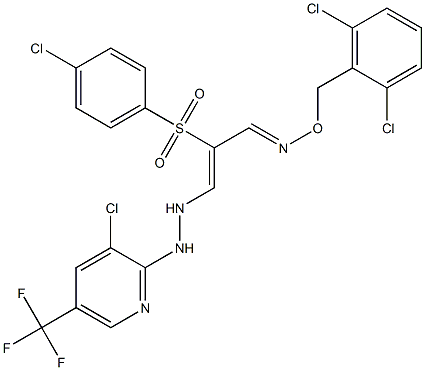 2-[(4-chlorophenyl)sulfonyl]-3-{2-[3-chloro-5-(trifluoromethyl)-2-pyridinyl]hydrazino}acrylaldehyde O-(2,6-dichlorobenzyl)oxime 结构式