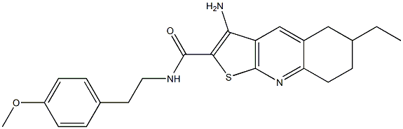 3-amino-6-ethyl-N-(4-methoxyphenethyl)-5,6,7,8-tetrahydrothieno[2,3-b]quinoline-2-carboxamide 结构式