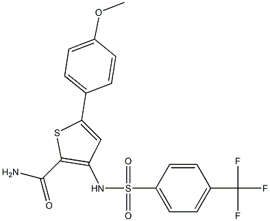 5-(4-methoxyphenyl)-3-({[4-(trifluoromethyl)phenyl]sulfonyl}amino)thiophene-2-carboxamide 结构式