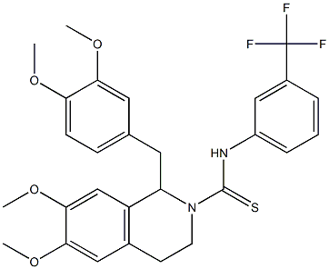 N2-[3-(trifluoromethyl)phenyl]-1-(3,4-dimethoxybenzyl)-6,7-dimethoxy-1,2,3,4-tetrahydroisoquinoline-2-carbothioamide 结构式