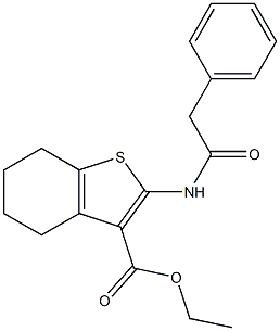 ethyl 2-[(2-phenylacetyl)amino]-4,5,6,7-tetrahydrobenzo[b]thiophene-3-carboxylate 结构式