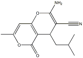 2-amino-4-isobutyl-7-methyl-5-oxo-4H,5H-pyrano[4,3-b]pyran-3-carbonitrile 结构式