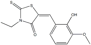 3-ethyl-5-[(E)-(2-hydroxy-3-methoxyphenyl)methylidene]-2-thioxo-1,3-thiazolan-4-one 结构式