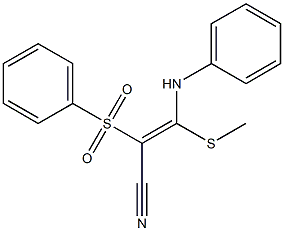 (E)-3-anilino-3-(methylsulfanyl)-2-(phenylsulfonyl)-2-propenenitrile 结构式