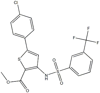 methyl 5-(4-chlorophenyl)-3-({[3-(trifluoromethyl)phenyl]sulfonyl}amino)thiophene-2-carboxylate 结构式