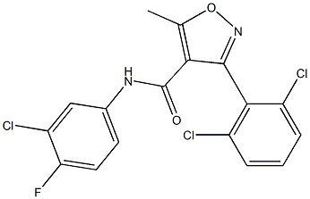 N4-(3-chloro-4-fluorophenyl)-3-(2,6-dichlorophenyl)-5-methyl-4-isoxazolecarboxamide 结构式