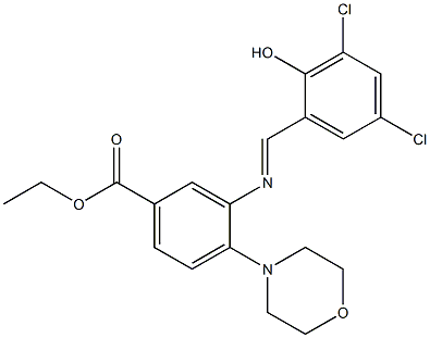 ethyl 3-[(3,5-dichloro-2-hydroxybenzylidene)amino]-4-morpholinobenzoate 结构式