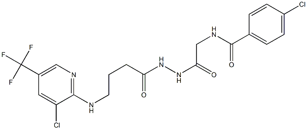 4-chloro-N-{2-[2-(4-{[3-chloro-5-(trifluoromethyl)-2-pyridinyl]amino}butanoyl)hydrazino]-2-oxoethyl}benzenecarboxamide 结构式