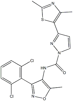 N1-[3-(2,6-dichlorophenyl)-5-methylisoxazol-4-yl]-3-(2,4-dimethyl-1,3-thiazol-5-yl)-1H-pyrazole-1-carboxamide 结构式