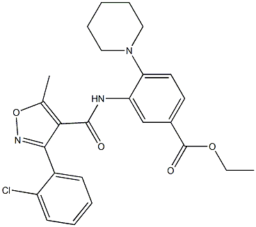 ethyl 3-({[3-(2-chlorophenyl)-5-methylisoxazol-4-yl]carbonyl}amino)-4-piperidinobenzoate 结构式