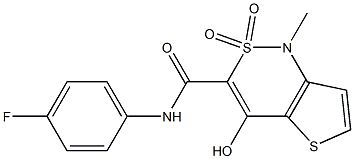 N-(4-fluorophenyl)-4-hydroxy-1-methyl-2,2-dioxo-1,2-dihydro-2lambda~6~-thieno[3,2-c][1,2]thiazine-3-carboxamide 结构式