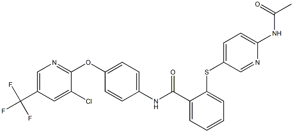 2-{[6-(acetylamino)-3-pyridinyl]sulfanyl}-N-(4-{[3-chloro-5-(trifluoromethyl)-2-pyridinyl]oxy}phenyl)benzenecarboxamide 结构式