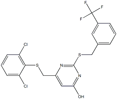 6-{[(2,6-dichlorophenyl)sulfanyl]methyl}-2-{[3-(trifluoromethyl)benzyl]sulfanyl}-4-pyrimidinol 结构式