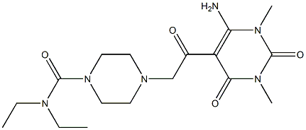 4-[2-(6-amino-1,3-dimethyl-2,4-dioxo-1,2,3,4-tetrahydro-5-pyrimidinyl)-2-oxoethyl]-N,N-diethyltetrahydro-1(2H)-pyrazinecarboxamide 结构式