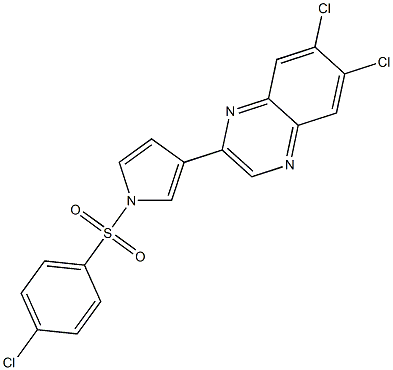 6,7-dichloro-2-{1-[(4-chlorophenyl)sulfonyl]-1H-pyrrol-3-yl}quinoxaline 结构式