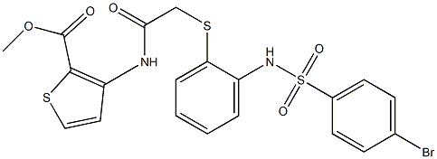 methyl 3-({2-[(2-{[(4-bromophenyl)sulfonyl]amino}phenyl)sulfanyl]acetyl}amino)-2-thiophenecarboxylate 结构式