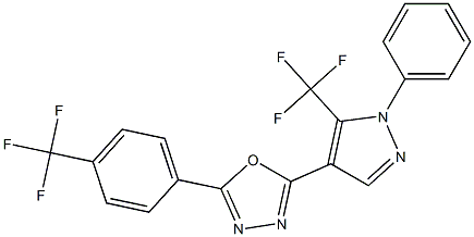 2-[1-phenyl-5-(trifluoromethyl)-1H-pyrazol-4-yl]-5-[4-(trifluoromethyl)phenyl]-1,3,4-oxadiazole 结构式