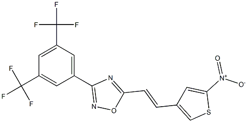 3-[3,5-di(trifluoromethyl)phenyl]-5-[2-(5-nitro-3-thienyl)vinyl]-1,2,4-oxadiazole 结构式