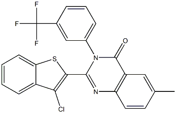 2-(3-chlorobenzo[b]thiophen-2-yl)-6-methyl-3-[3-(trifluoromethyl)phenyl]-3, 4-dihydroquinazolin-4-one 结构式