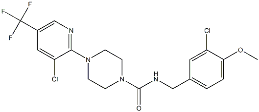 N-(3-chloro-4-methoxybenzyl)-4-[3-chloro-5-(trifluoromethyl)-2-pyridinyl]tetrahydro-1(2H)-pyrazinecarboxamide 结构式