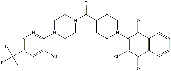 2-chloro-3-[4-({4-[3-chloro-5-(trifluoromethyl)-2-pyridinyl]piperazino}carbonyl)piperidino]naphthoquinone 结构式