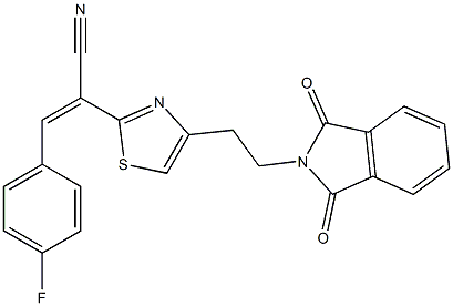 (Z)-2-{4-[2-(1,3-dioxo-1,3-dihydro-2H-isoindol-2-yl)ethyl]-1,3-thiazol-2-yl}-3-(4-fluorophenyl)-2-propenenitrile 结构式