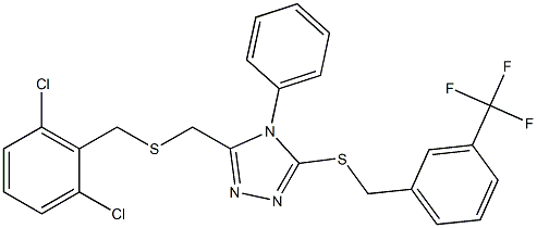 3-{[(2,6-dichlorobenzyl)sulfanyl]methyl}-4-phenyl-5-{[3-(trifluoromethyl)benzyl]sulfanyl}-4H-1,2,4-triazole 结构式