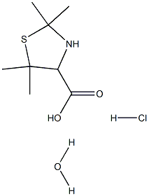 2,2,5,5-tetramethyl-1,3-thiazolane-4-carboxylic acid hydrochloride hydrate 结构式