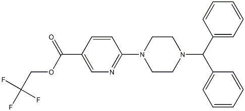 2,2,2-trifluoroethyl 6-(4-benzhydrylpiperazino)nicotinate 结构式