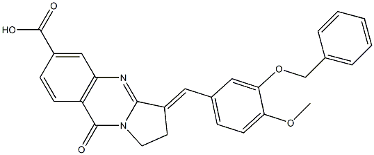 3-(3-Benzyloxy-4-methoxy-benzylidene)-9-oxo-1,2,3,9-tetrahydro-pyrrolo[2,1-b]quinazoline-6-carboxylic acid 结构式