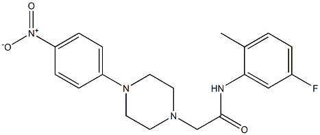 N-(5-fluoro-2-methylphenyl)-2-[4-(4-nitrophenyl)piperazino]acetamide 结构式