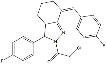 2-Chloro-1-[7-(4-fluoro-benzylidene)-3-(4-fluoro-phenyl)-3,3a,4,5,6,7-hexahydro-indazol-2-yl]-ethanone 结构式