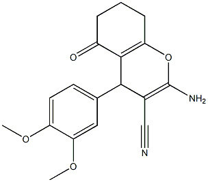 2-amino-4-(3,4-dimethoxyphenyl)-5-oxo-5,6,7,8-tetrahydro-4H-chromene-3-carbonitrile 结构式