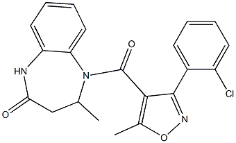 5-{[3-(2-chlorophenyl)-5-methylisoxazol-4-yl]carbonyl}-4-methyl-2,3,4,5-tetrahydro-1H-1,5-benzodiazepin-2-one 结构式