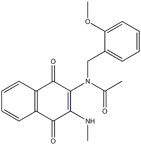 N-(2-methoxybenzyl)-N-[3-(methylamino)-1,4-dioxo-1,4-dihydro-2-naphthalenyl]acetamide 结构式