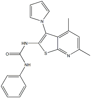 N-[4,6-dimethyl-3-(1H-pyrrol-1-yl)thieno[2,3-b]pyridin-2-yl]-N'-phenylurea 结构式