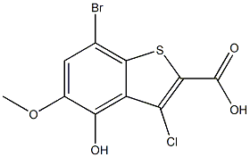 7-bromo-3-chloro-4-hydroxy-5-methoxybenzo[b]thiophene-2-carboxylic acid 结构式